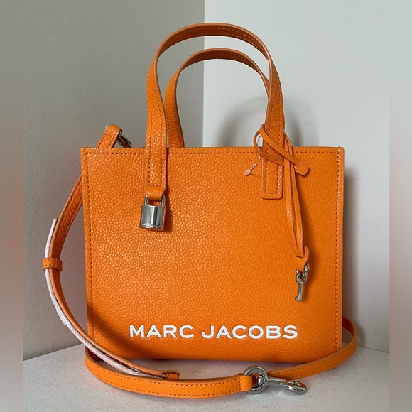 New Marc Jacobs Mini Grind Leather Tote Tangerine - Picture 1 of 5